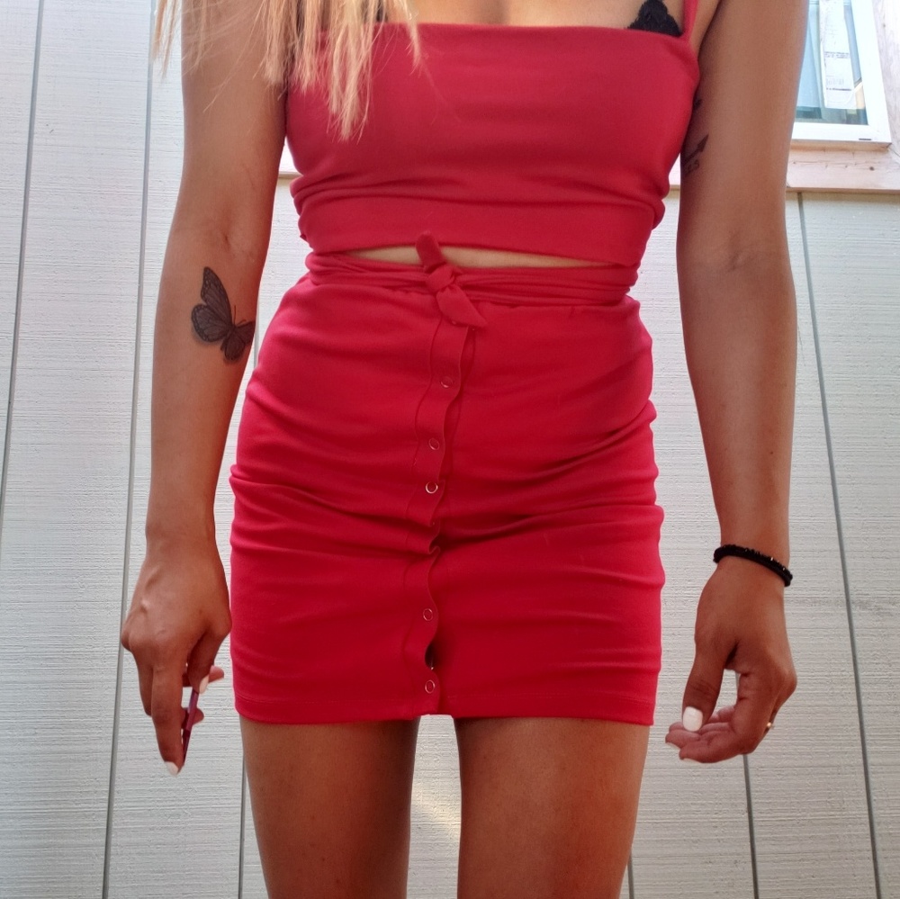 Red privacy please dress